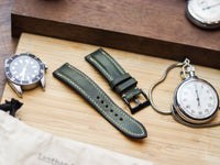 BASIL GREEN CALF LEATHER WATCH STRAPS - PADDED