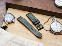 BASIL GREEN CALF LEATHER WATCH STRAPS - PADDED