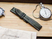 BASIL GREEN CALF LEATHER WATCH STRAPS - PADDED