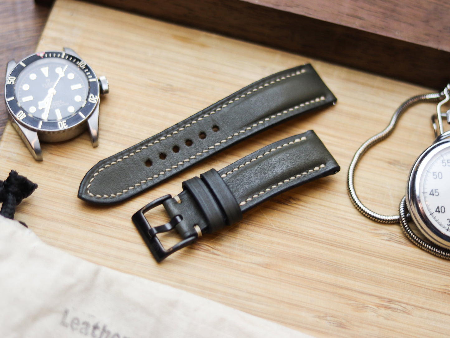 UNIFORM GREEN CALF LEATHER WATCH STRAPS - PADDED