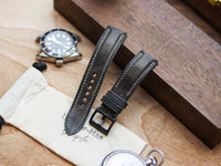 MIDNIGHT GRAY CALF LEATHER WATCH STRAPS - PADDED