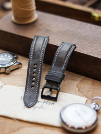 MIDNIGHT GRAY CALF LEATHER WATCH STRAPS - PADDED