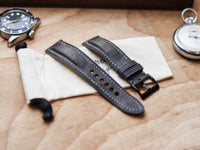 MIDNIGHT GRAY CALF LEATHER WATCH STRAPS - PADDED