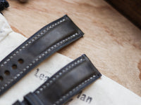 MIDNIGHT GRAY CALF LEATHER WATCH STRAPS - PADDED