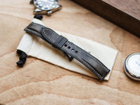 MIDNIGHT GRAY CALF LEATHER WATCH STRAPS - PADDED