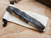 MIDNIGHT GRAY CALF LEATHER WATCH STRAPS - PADDED