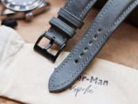 CHROME GRAY CALF LEATHER WATCH STRAPS - PADDED