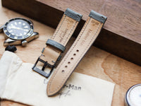 CHROME GRAY CALF LEATHER WATCH STRAPS - PADDED