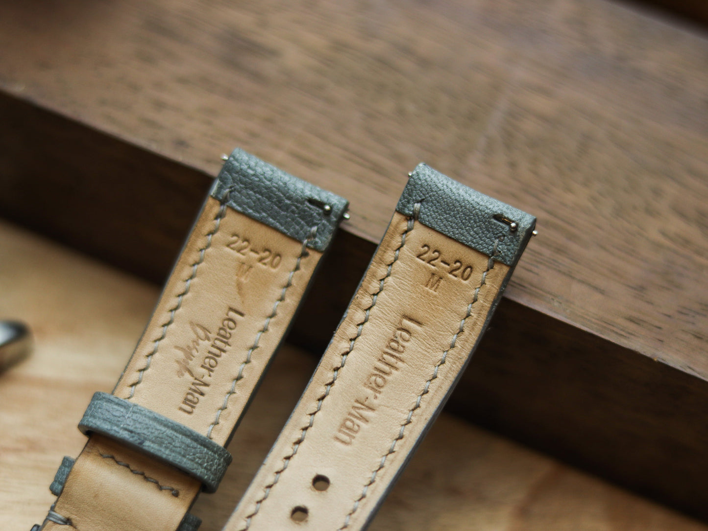 CHROME GRAY CALF LEATHER WATCH STRAPS - PADDED