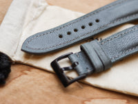 CHROME GRAY CALF LEATHER WATCH STRAPS - PADDED