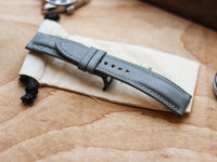 CHROME GRAY CALF LEATHER WATCH STRAPS - PADDED