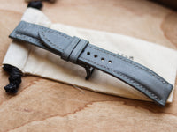 CHROME GRAY CALF LEATHER WATCH STRAPS - PADDED