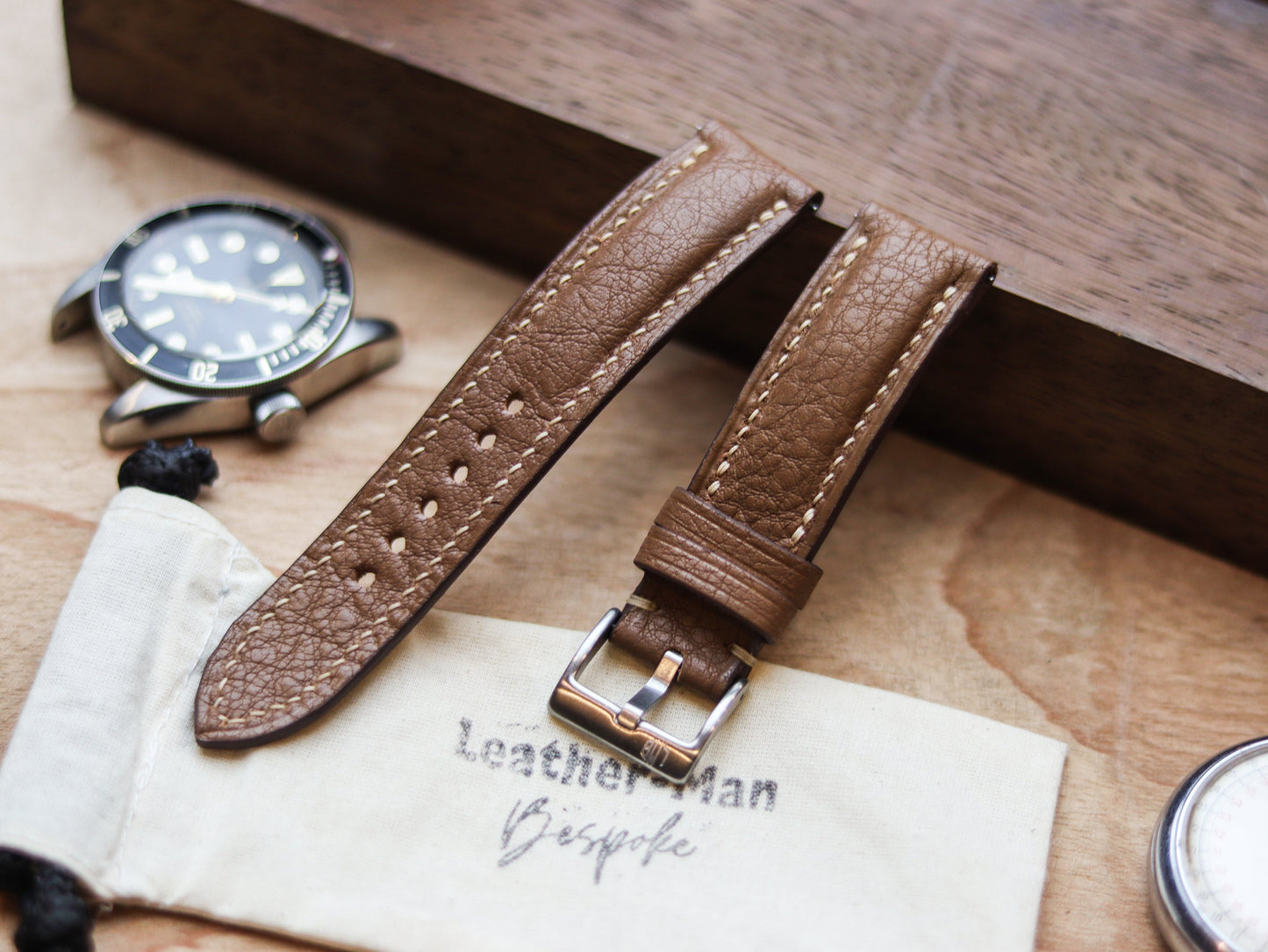 DESERT BROWN CALF LEATHER WATCH STRAPS - PADDED