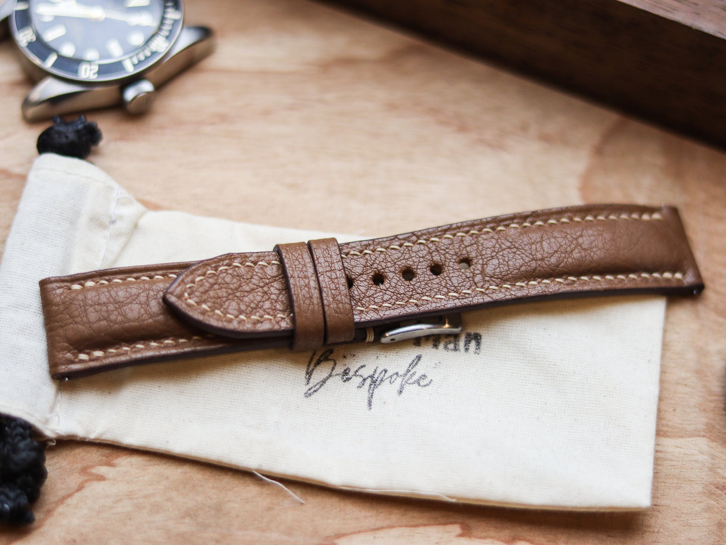 DESERT BROWN CALF LEATHER WATCH STRAPS - PADDED