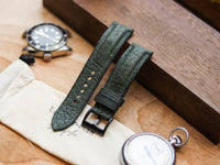 PINE GREEN CALF LEATHER WATCH STRAPS - PADDED