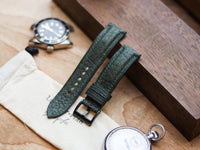 PINE GREEN CALF LEATHER WATCH STRAPS - PADDED