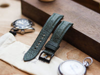 PINE GREEN CALF LEATHER WATCH STRAPS - PADDED