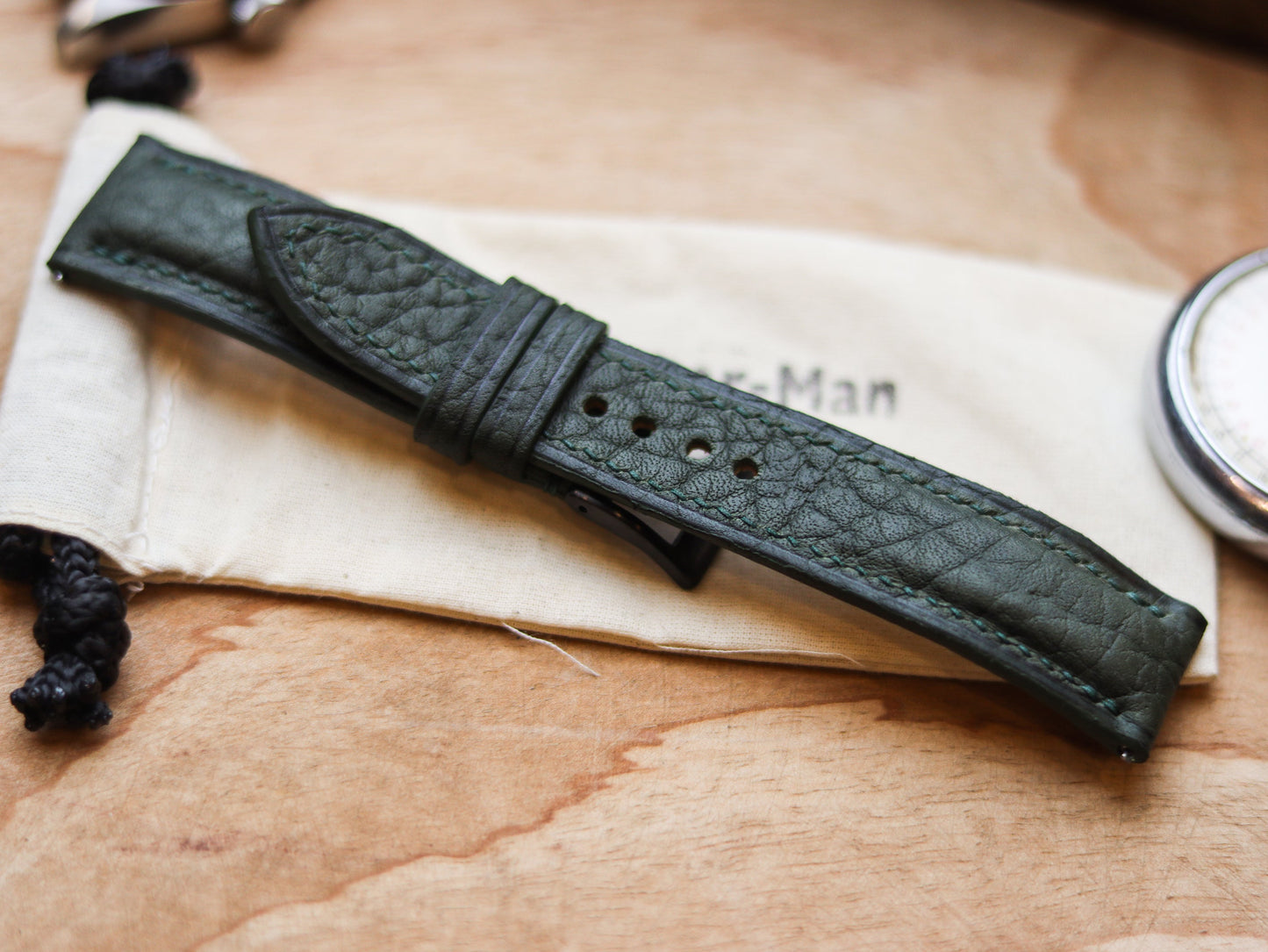 PINE GREEN CALF LEATHER WATCH STRAPS - PADDED
