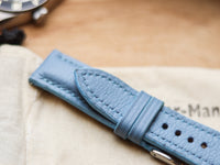 ICE BLUE CALF LEATHER WATCH STRAPS - PADDED
