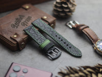 ITALIAN CHEVRE BLACK LEATHER (GREEN ACCENT)