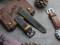 ITALIAN CHEVRE BLACK LEATHER (YELLOW ACCENT)
