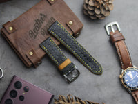 ITALIAN CHEVRE BLACK LEATHER (YELLOW ACCENT)