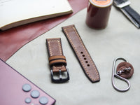 RUSTY BROWN HAND-CRAFTED WATCH STRAPS - BOX STITCHED