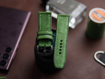 FOREST GREEN HAND-CRAFTED WATCH STRAPS - BOX STITCHED