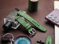 FOREST GREEN HAND-CRAFTED WATCH STRAPS - MINIMAL STITCHED