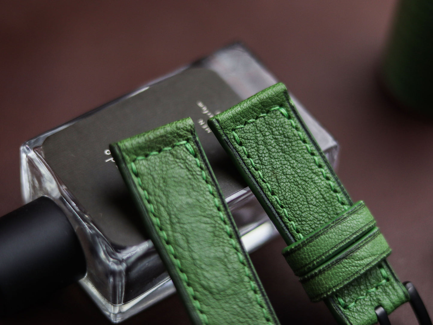 FOREST GREEN HAND-CRAFTED WATCH STRAPS - BOX STITCHED