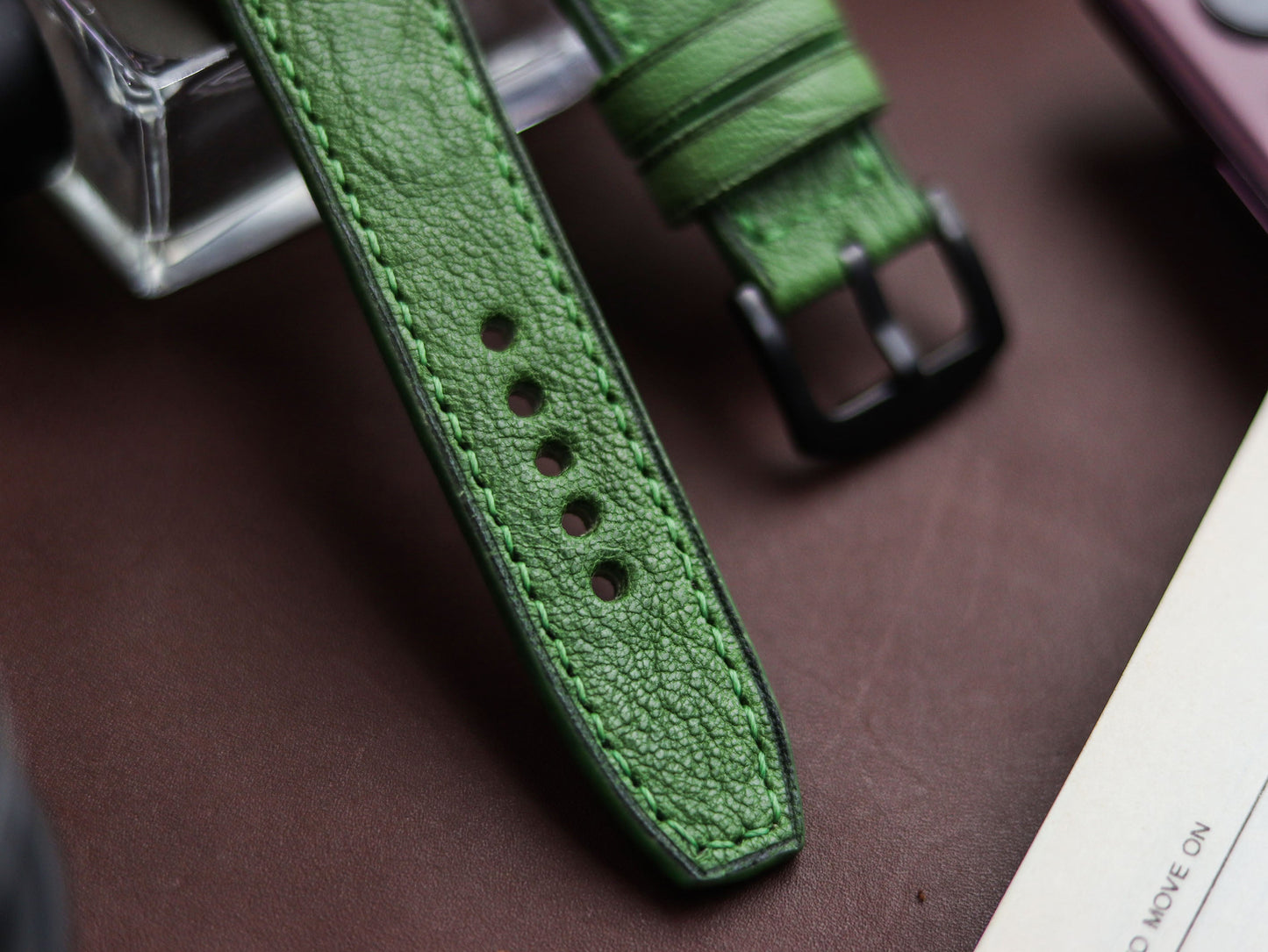 FOREST GREEN HAND-CRAFTED WATCH STRAPS - BOX STITCHED