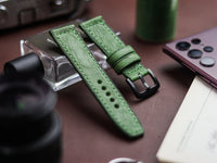 FOREST GREEN HAND-CRAFTED WATCH STRAPS - BOX STITCHED