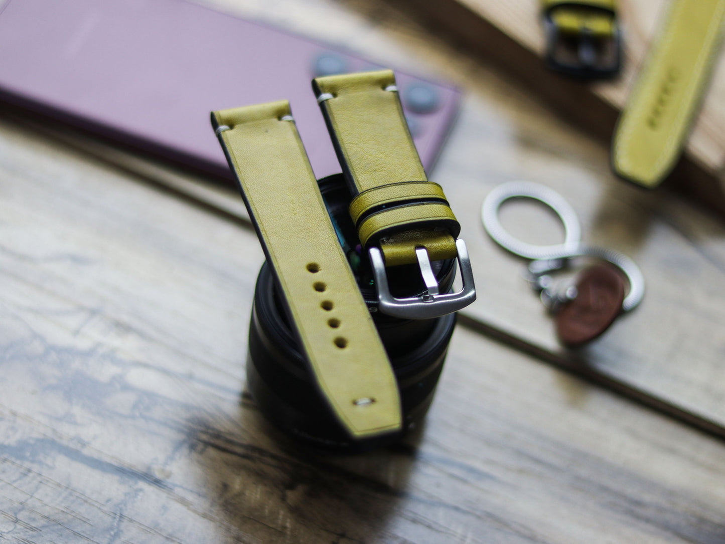 MUNSEL YELLOW HAND-CRAFTED WATCH STRAPS - MINIMAL STITCHED