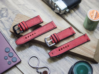 PRISMATIC RED HAND-CRAFTED WATCH STRAPS - BOX STITCHED