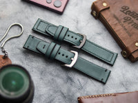 SACRAMENTO GREEN HAND-CRAFTED WATCH STRAPS - BOX STITCHED