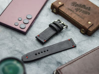 PHANTOM BLACK HAND-CRAFTED WATCH STRAPS - MINIMAL STITCHED