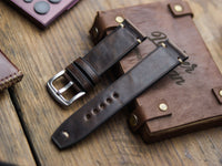 WALNUT BROWN HAND-CRAFTED WATCH STRAPS - MINIMAL STITCHED