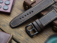 WALNUT BROWN HAND-CRAFTED WATCH STRAPS - BOX STITCHED