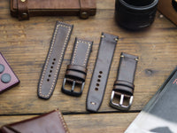 WALNUT BROWN HAND-CRAFTED WATCH STRAPS - BOX STITCHED