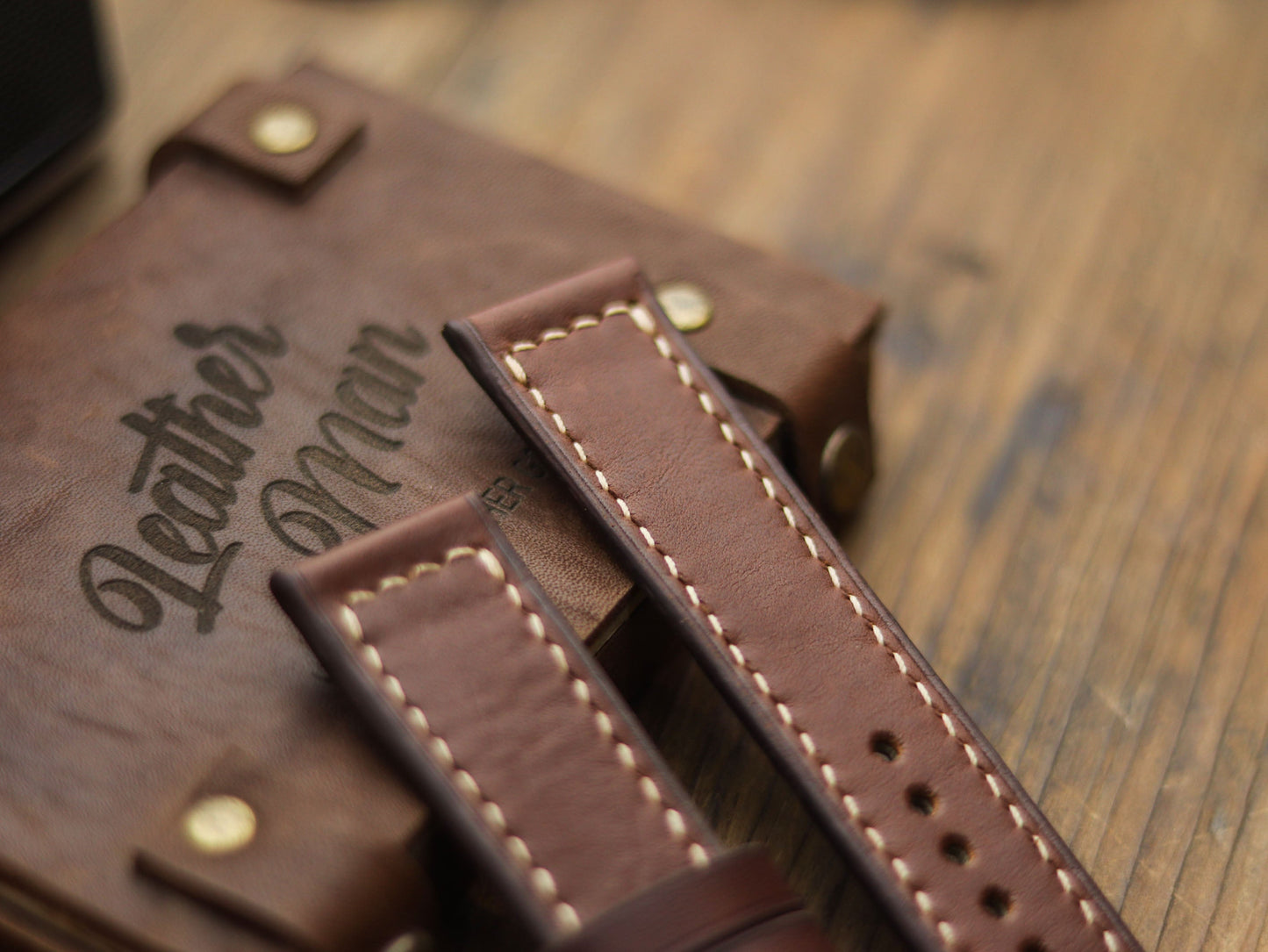 CHESTNUT BROWN HAND-CRAFTED WATCH STRAPS - BOX STITCHED