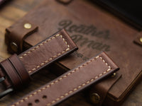 CHESTNUT BROWN HAND-CRAFTED WATCH STRAPS - BOX STITCHED