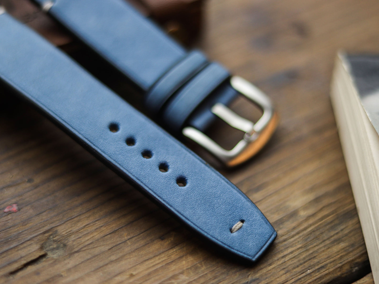CAROLINE BLUE HAND-CRAFTED WATCH STRAPS - MINIMAL STITCHED