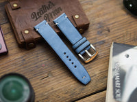 CAROLINE BLUE HAND-CRAFTED WATCH STRAPS - MINIMAL STITCHED