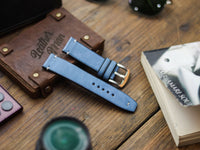 CAROLINE BLUE HAND-CRAFTED WATCH STRAPS - MINIMAL STITCHED