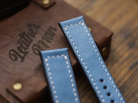 CAROLINE BLUE HAND-CRAFTED WATCH STRAPS - BOX STITCHED
