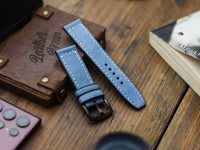CAROLINE BLUE HAND-CRAFTED WATCH STRAPS - BOX STITCHED