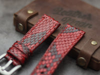 PYTHON SKIN WATCH STRAPS - VENETIAN RED