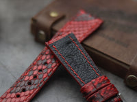 PYTHON SKIN WATCH STRAPS - VENETIAN RED