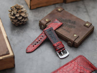 PYTHON SKIN WATCH STRAPS - VENETIAN RED