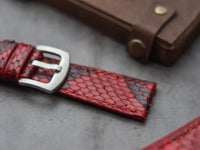 PYTHON SKIN WATCH STRAPS - VENETIAN RED